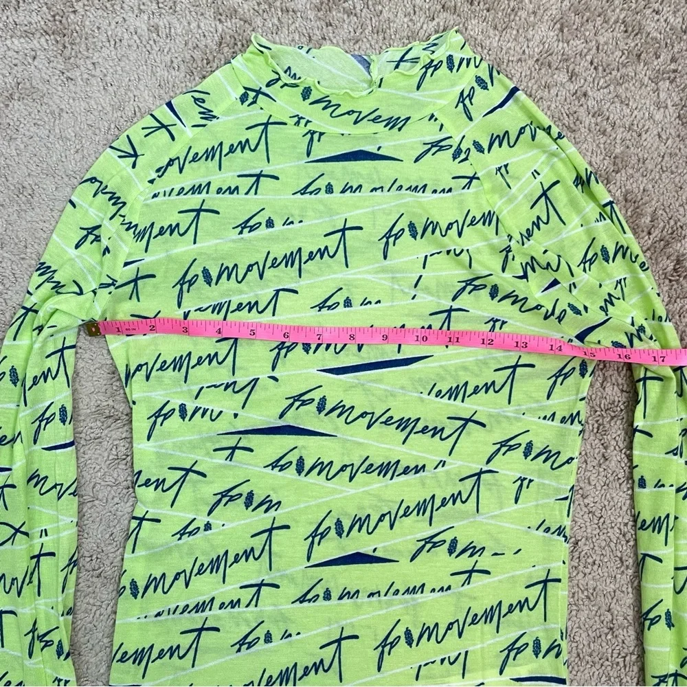 Free People Movement Mockneck High Jump Printed Logo Long Sleeve Top Medium